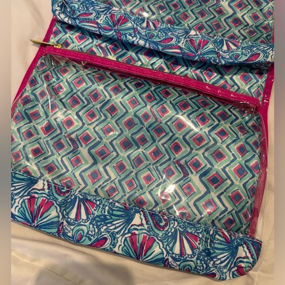 Lilly Pulitzer Paisley Hanging Travel Cosmetic Jewelry Organizer Blue Hot Pink - Picture 8 of 11